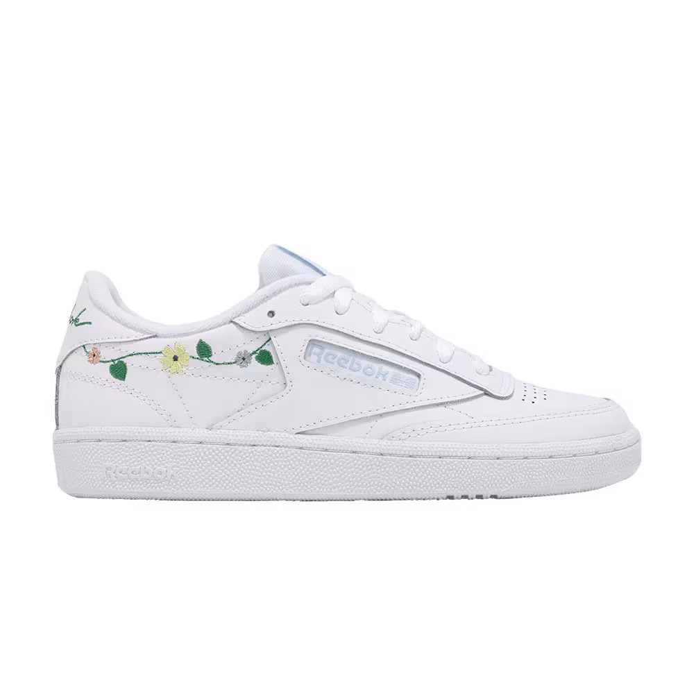 Reebok Women's Club C 85 Embroidered Floral - White Pale Blue