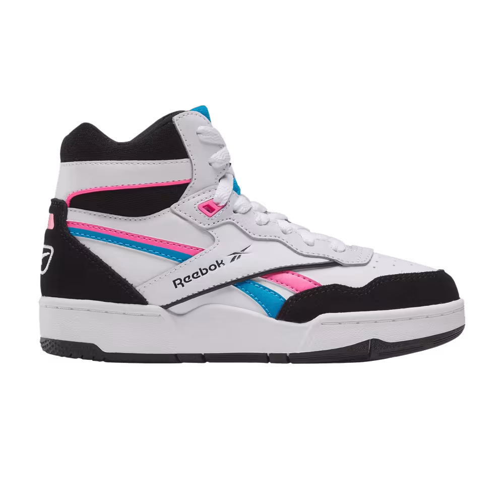 Reebok BB4000 2 Mid Little Kid White Engineered Aqua Atomic Pink