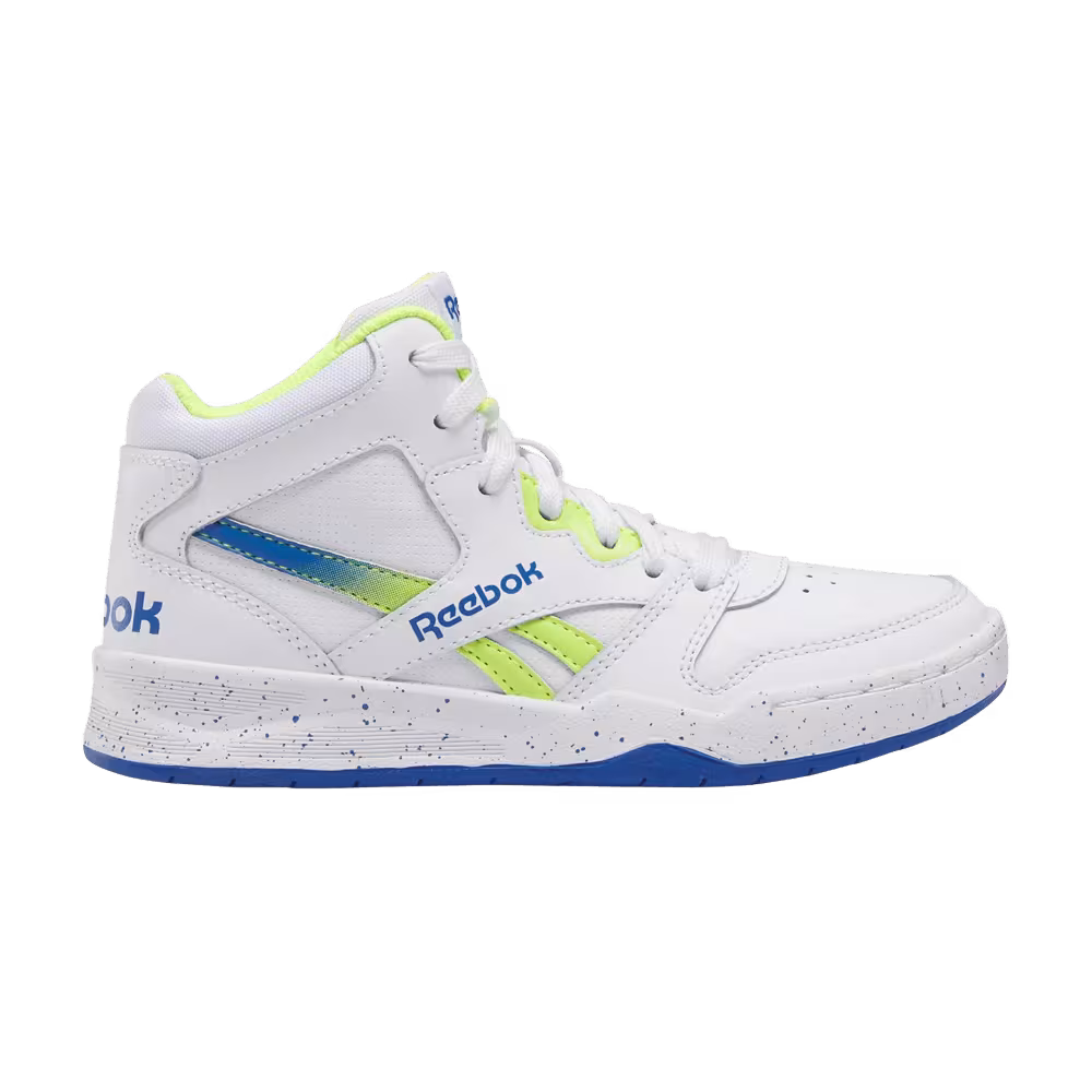 Reebok BB4500 Court Little Kid White Acid Yellow Vector Blue