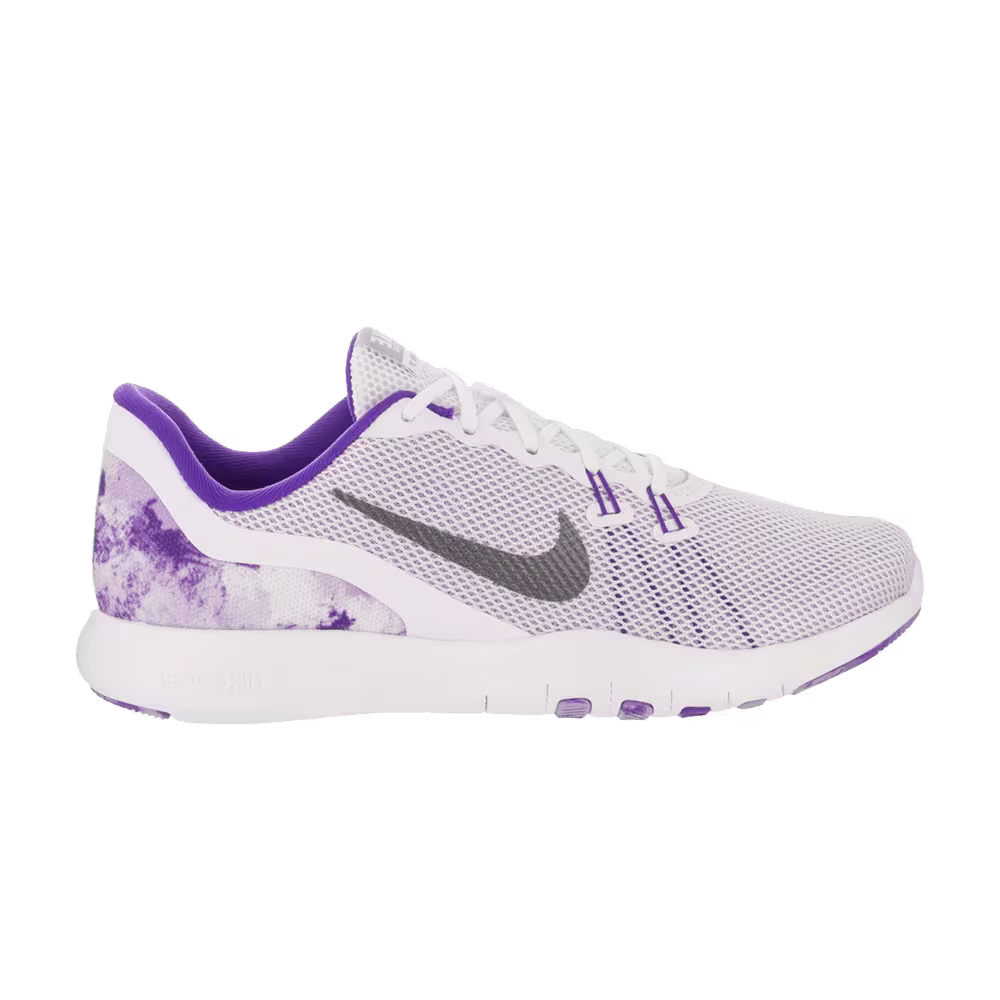 Nike Women's Flex Trainer 7 Print White Metallic Dark Grey