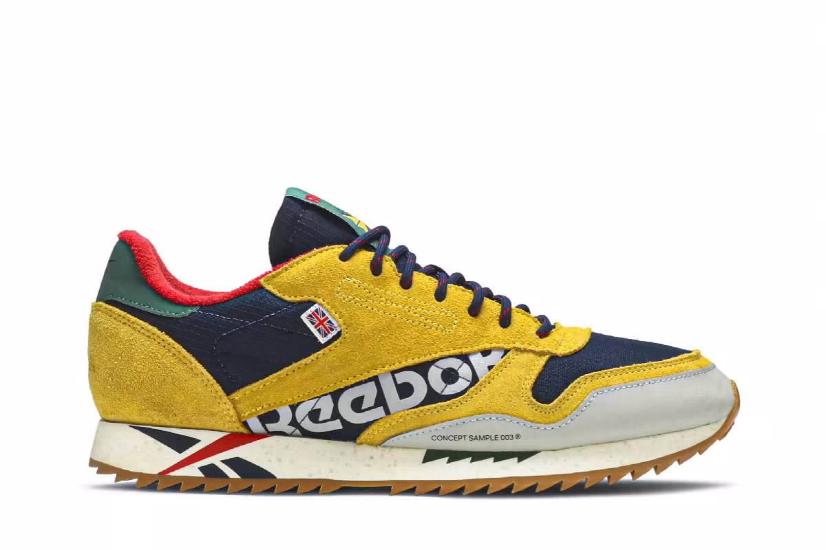 Reebok Classic Leather Ripple Altered Yellow Navy, view 2