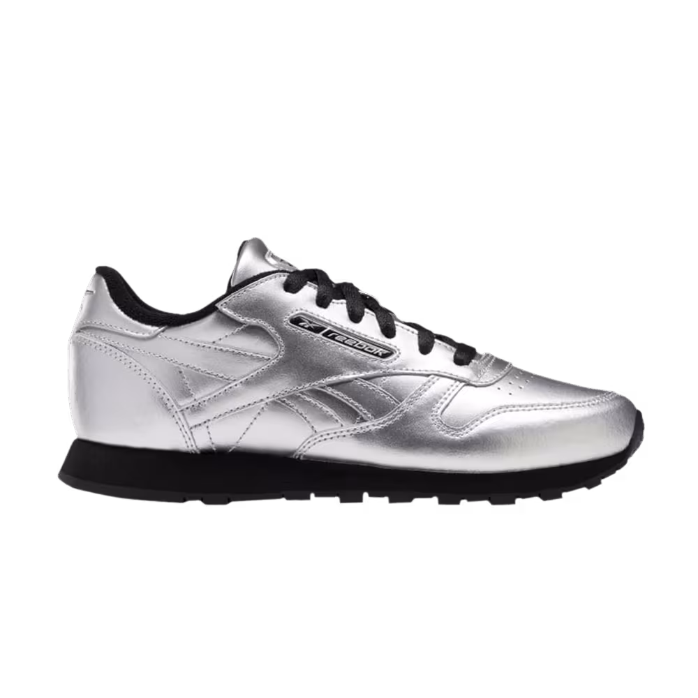 Reebok Women's Classic Leather Silver Metallic Black