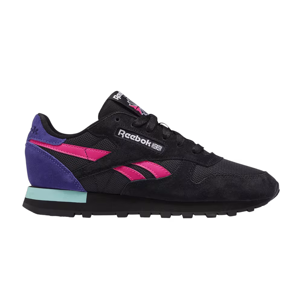 Reebok Women's Classic Leather Black Proud Pink Bold Purple