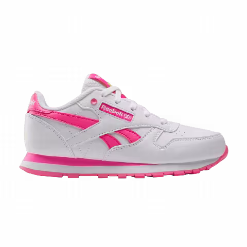 Reebok Classic Leather Little Kid 'White/Atomic Pink/Electric Yellow'