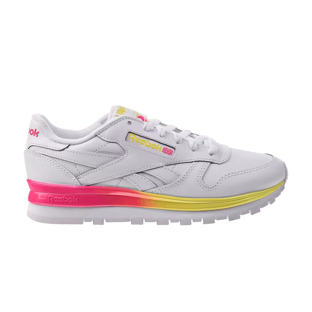 Reebok Women's Classic Leather MU White Proud Pink Bright Yellow