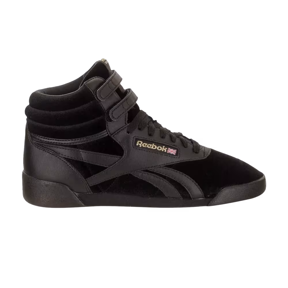 Reebok Freestyle High Big Kid Velvet - Black Gold