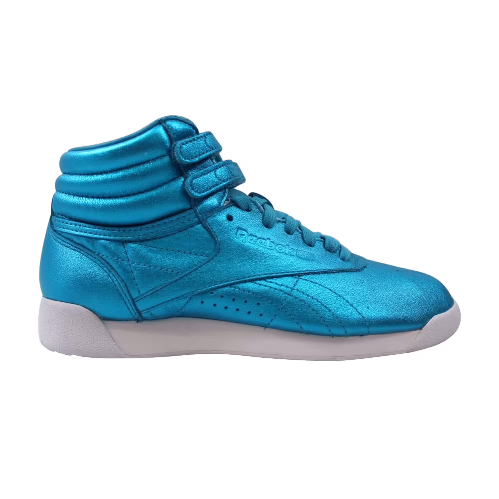 Reebok Women's Freestyle Hi Metallic Feather Blue