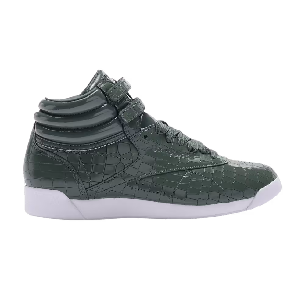 Reebok Women's Freestyle Hi Crackle Chalk Green