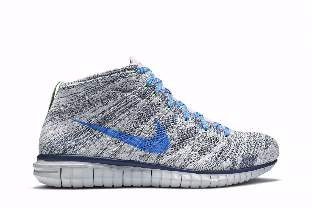 Nike Free Flyknit Chukka Wolf Grey Photo Blue, view 2