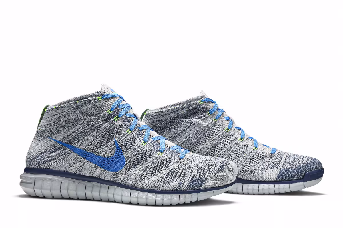 Nike Free Flyknit Chukka Wolf Grey Photo Blue, view 9