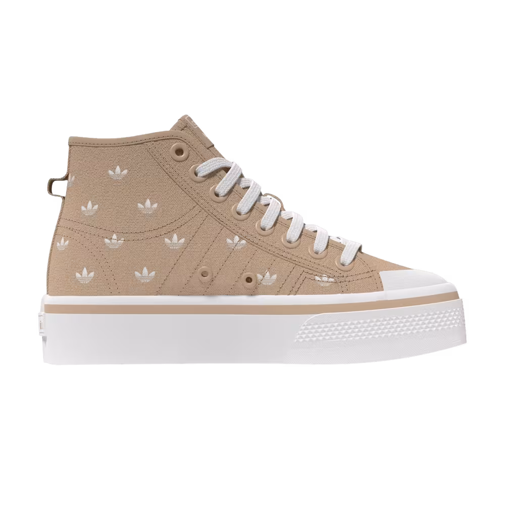 Adidas Women's Nizza Platform Mid Beige Trefoil Monogram