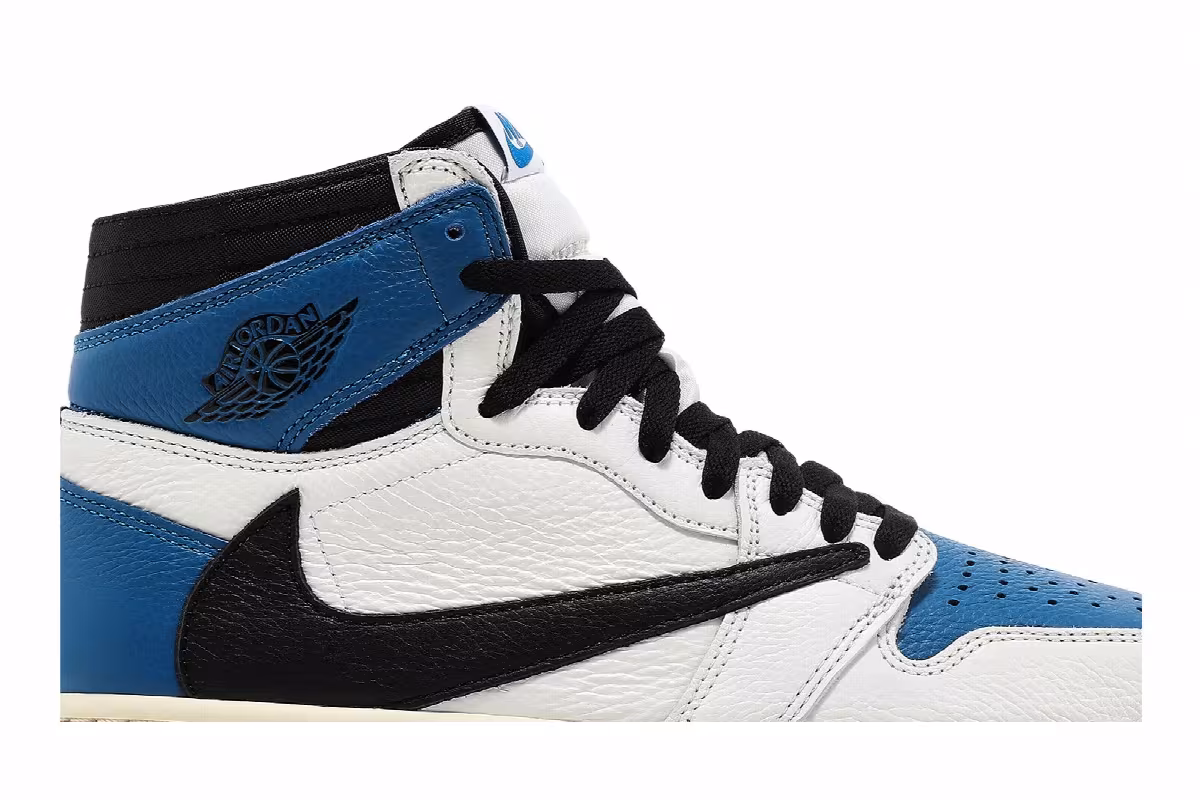 Fragment Design x Travis Scott x Air Jordan 1 High Sample Military Blue, view 3
