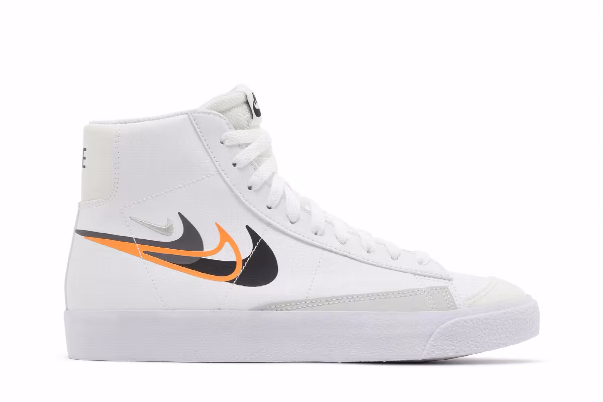 Nike Blazer Mid Next Nature GS Multi-Swoosh - White Bright Mandarin, view 2