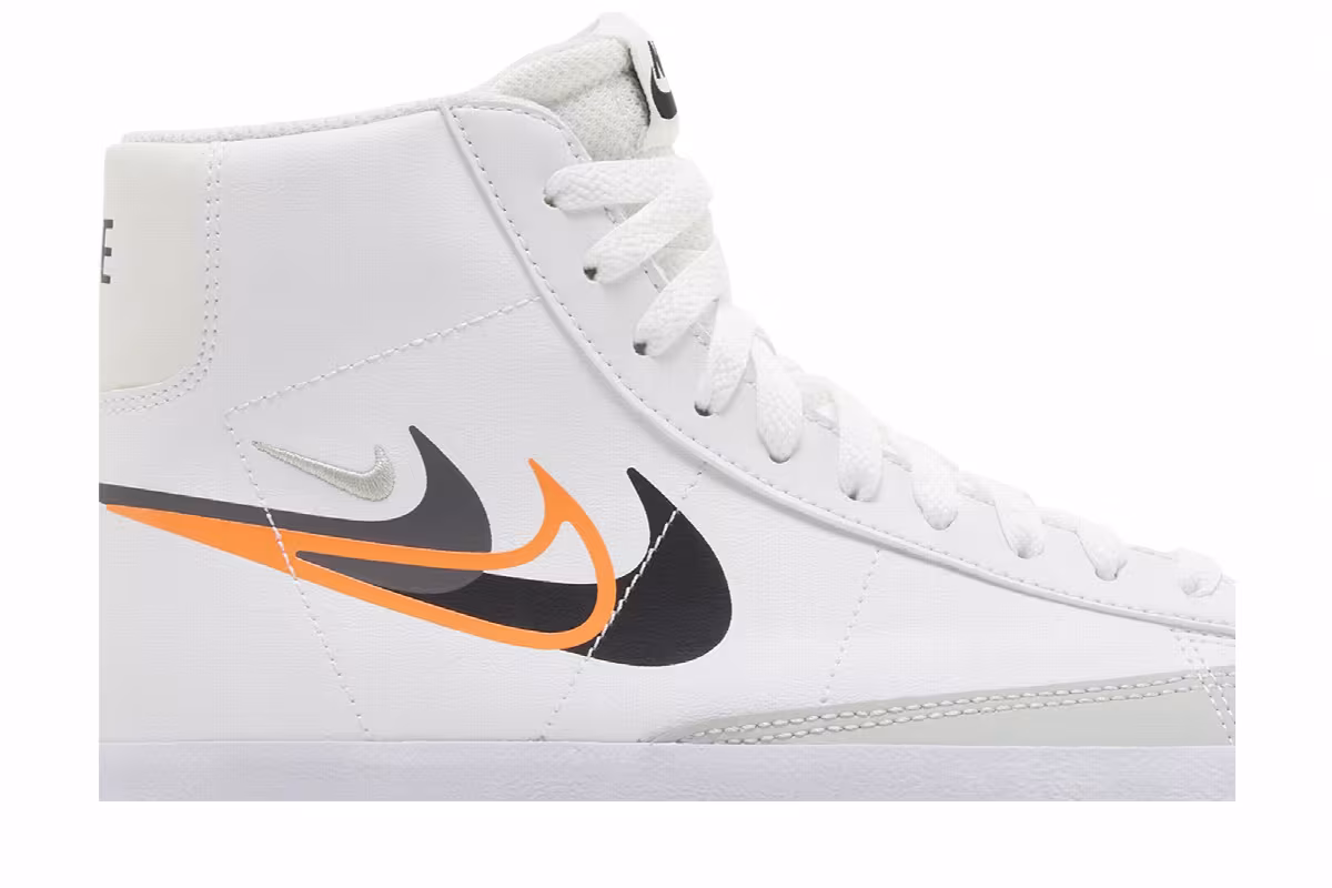Nike Blazer Mid Next Nature GS Multi-Swoosh - White Bright Mandarin, view 3