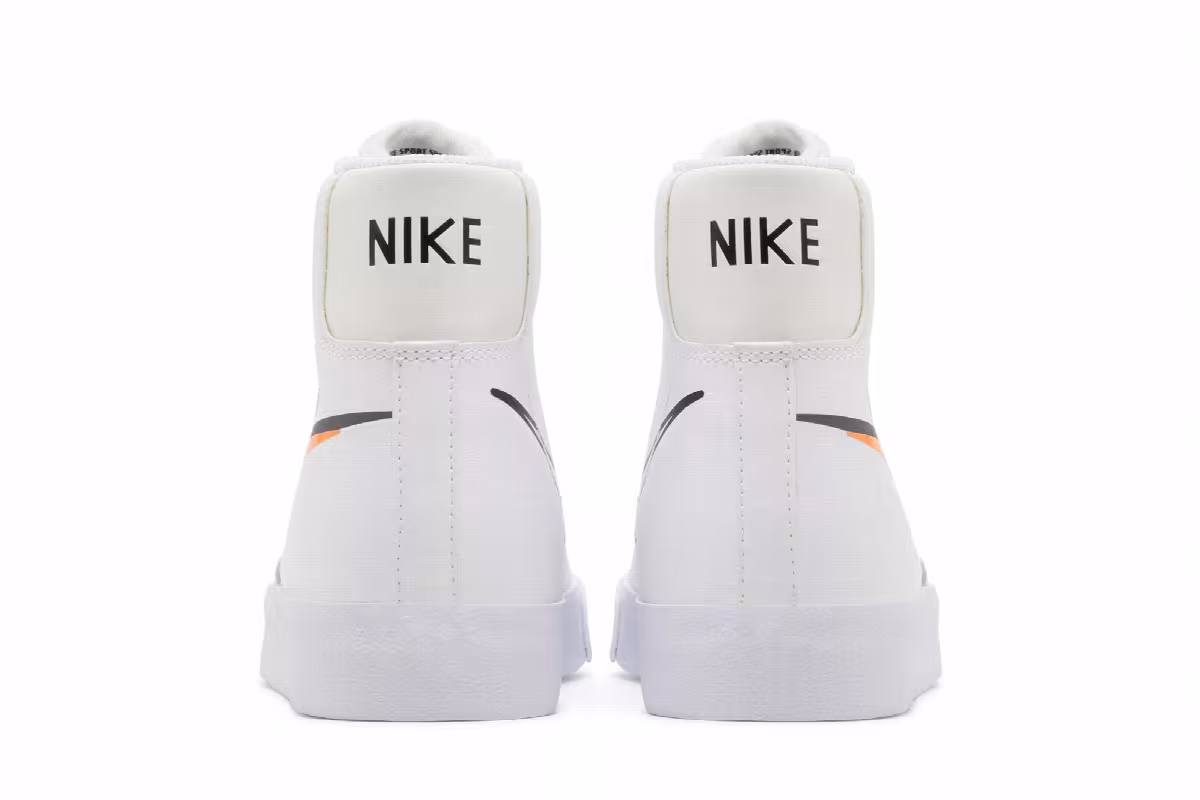 Nike Blazer Mid Next Nature GS Multi-Swoosh - White Bright Mandarin, view 7