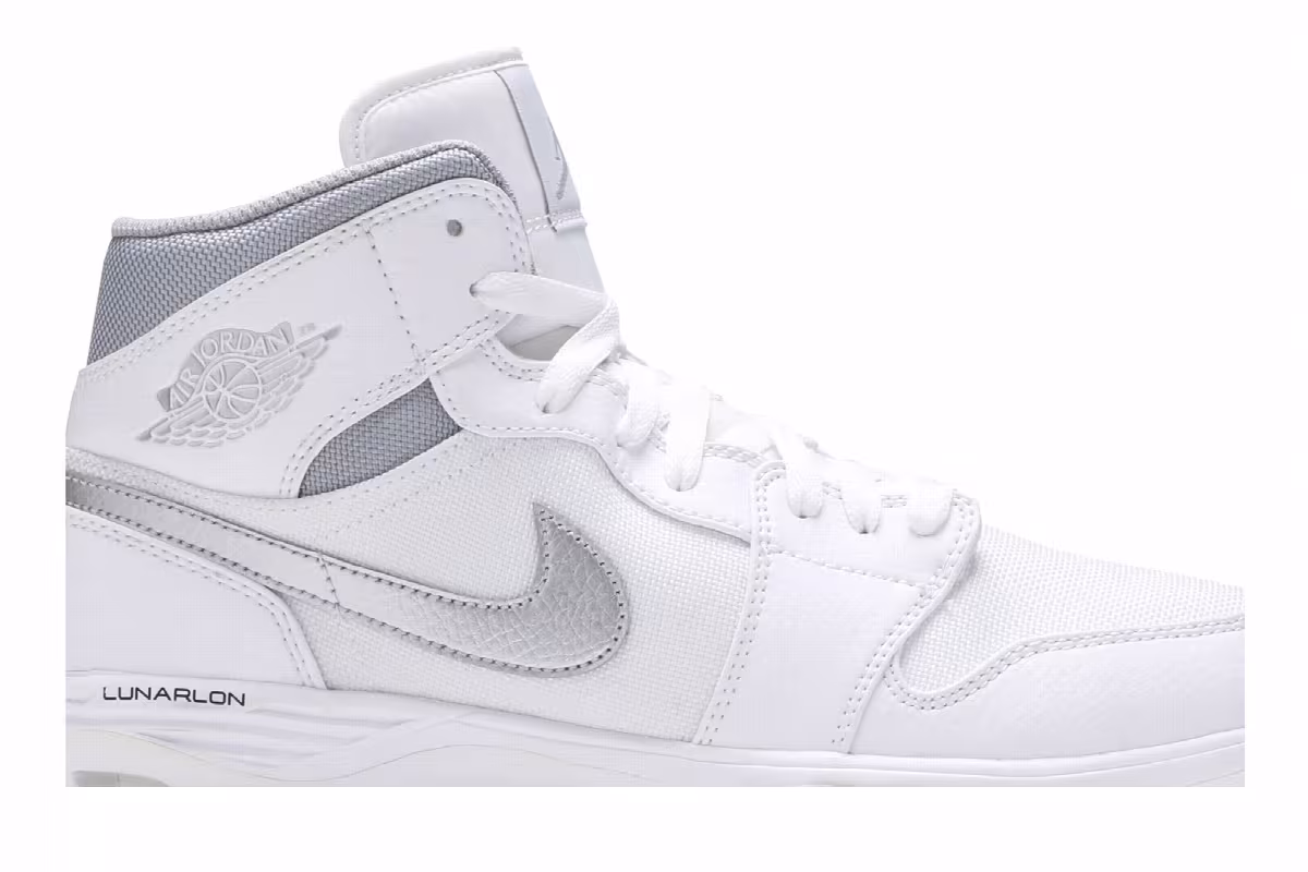 Air Jordan 1 Mid TD Cleat White Metallic Silver, view 3
