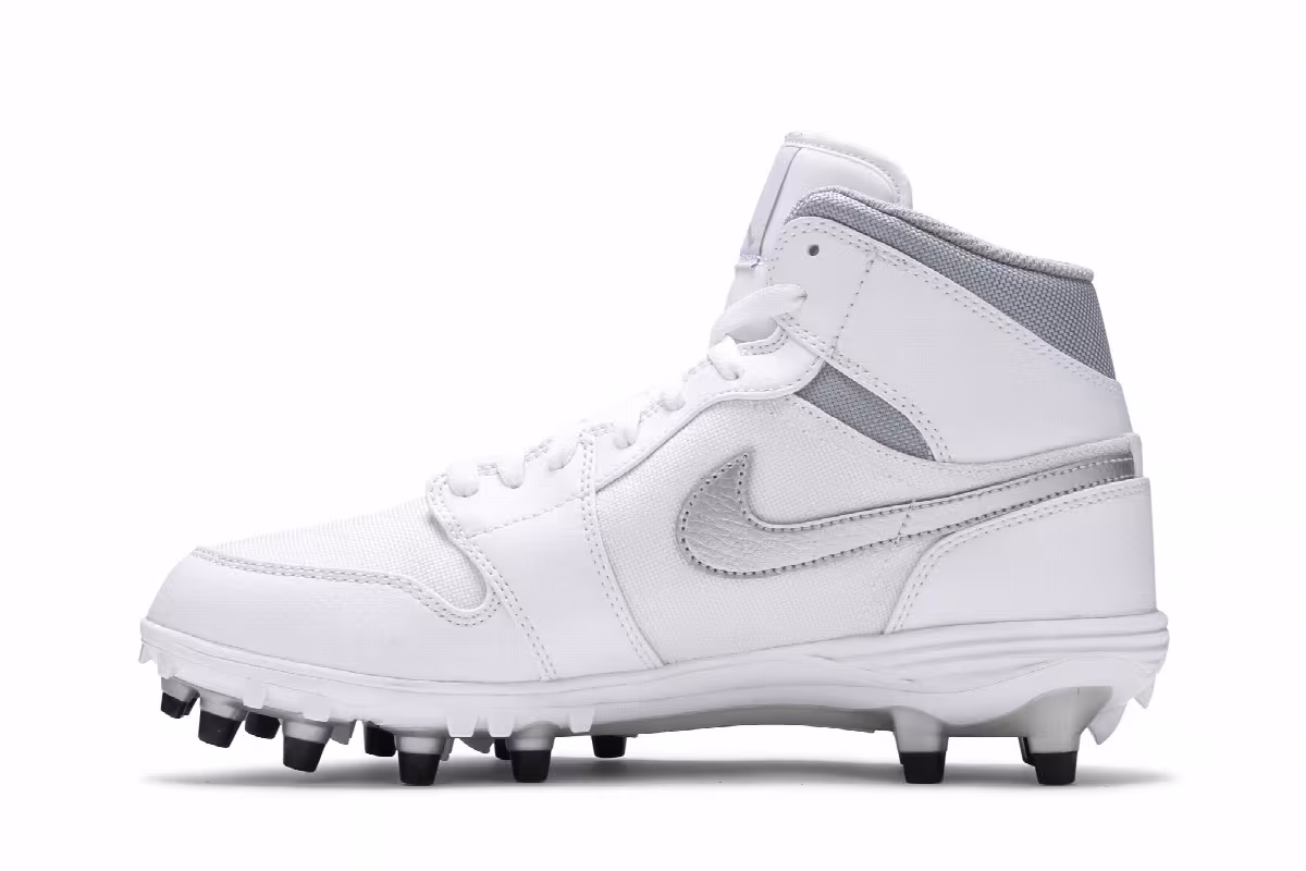 Air Jordan 1 Mid TD Cleat White Metallic Silver, view 4