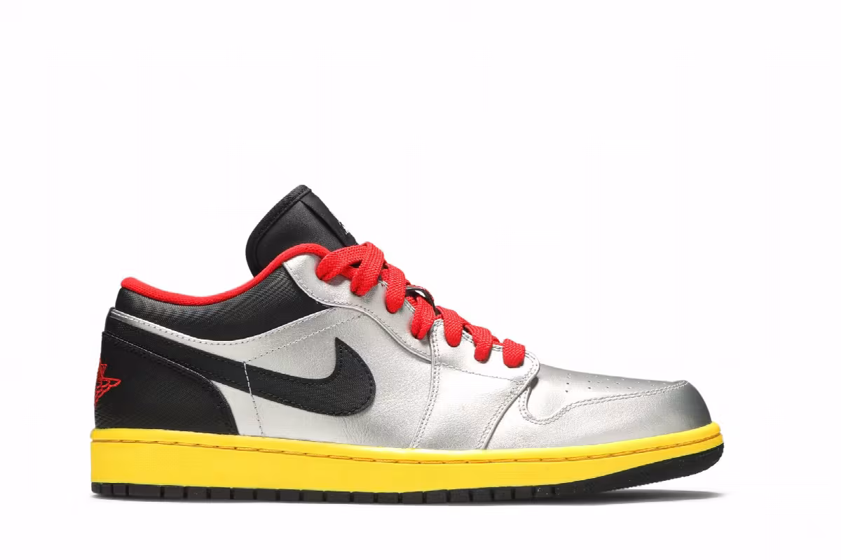 Air Jordan 1 Low Silver Black Yellow, view 2