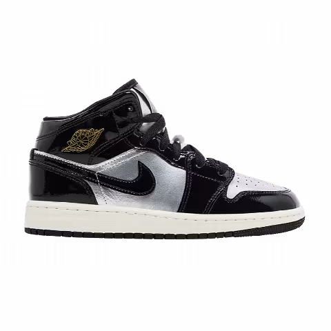 Air Jordan 1 Mid SE GS 'Black Metallic Silver'