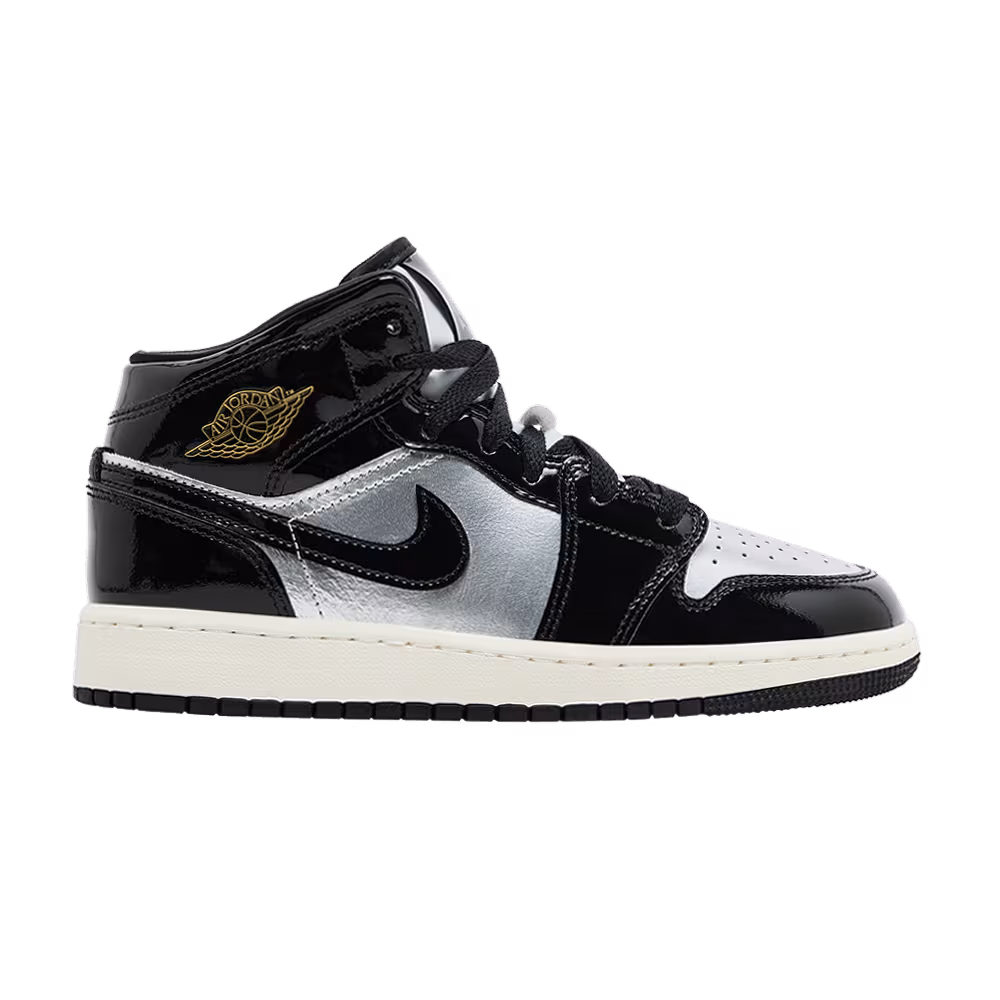 Air Jordan 1 Mid SE GS Black Metallic Silver