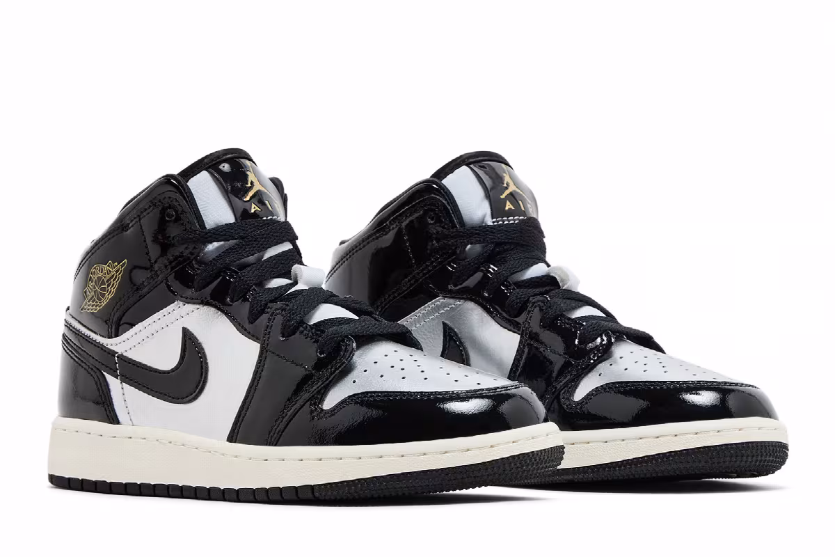 Air Jordan 1 Mid SE GS Black Metallic Silver, view 9