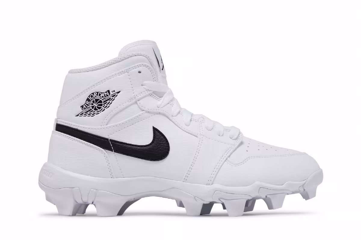 Air Jordan 1 Mid Cleat GS White Black, view 2