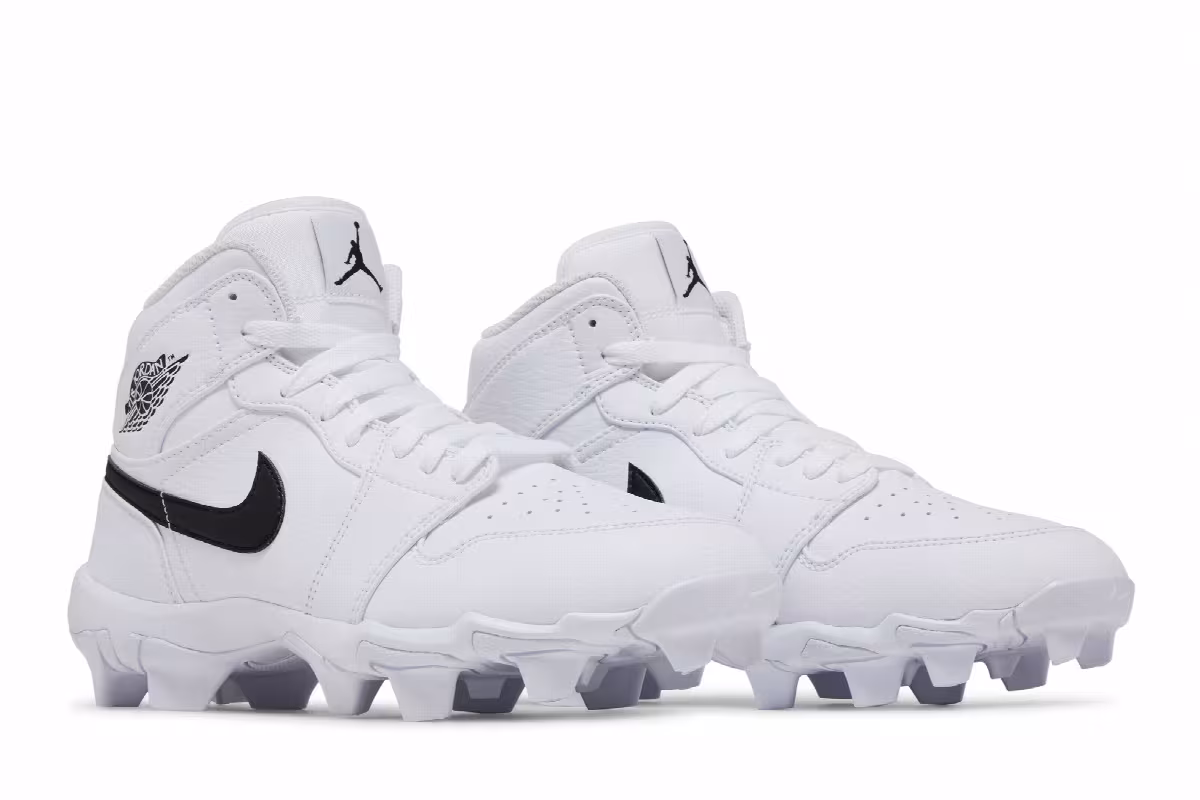 Air Jordan 1 Mid Cleat GS White Black, view 9