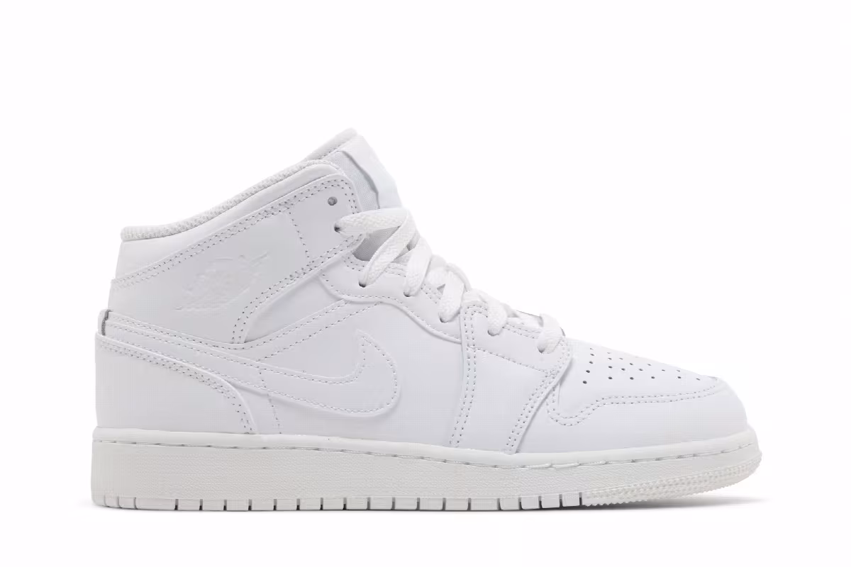 Air Jordan 1 Mid GS Triple White 2023, view 2