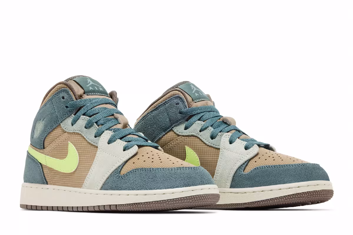 Air Jordan 1 Mid SE GS Lemon Twist, view 9