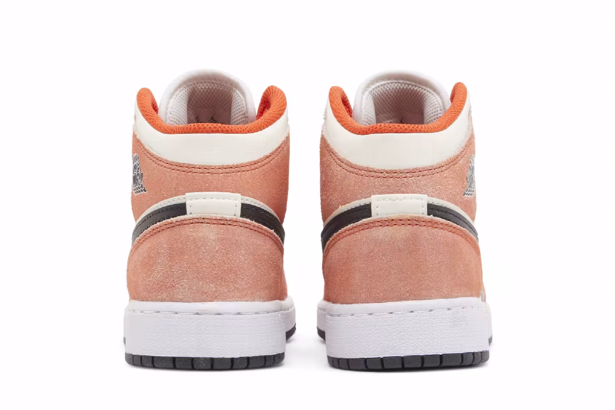 Air Jordan 1 Mid SE GS Orange Suede, view 7
