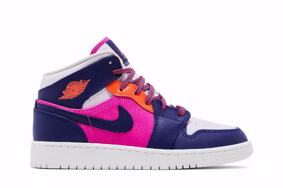 Air Jordan 1 Mid GS Regency Purple Fire Pink, view 2