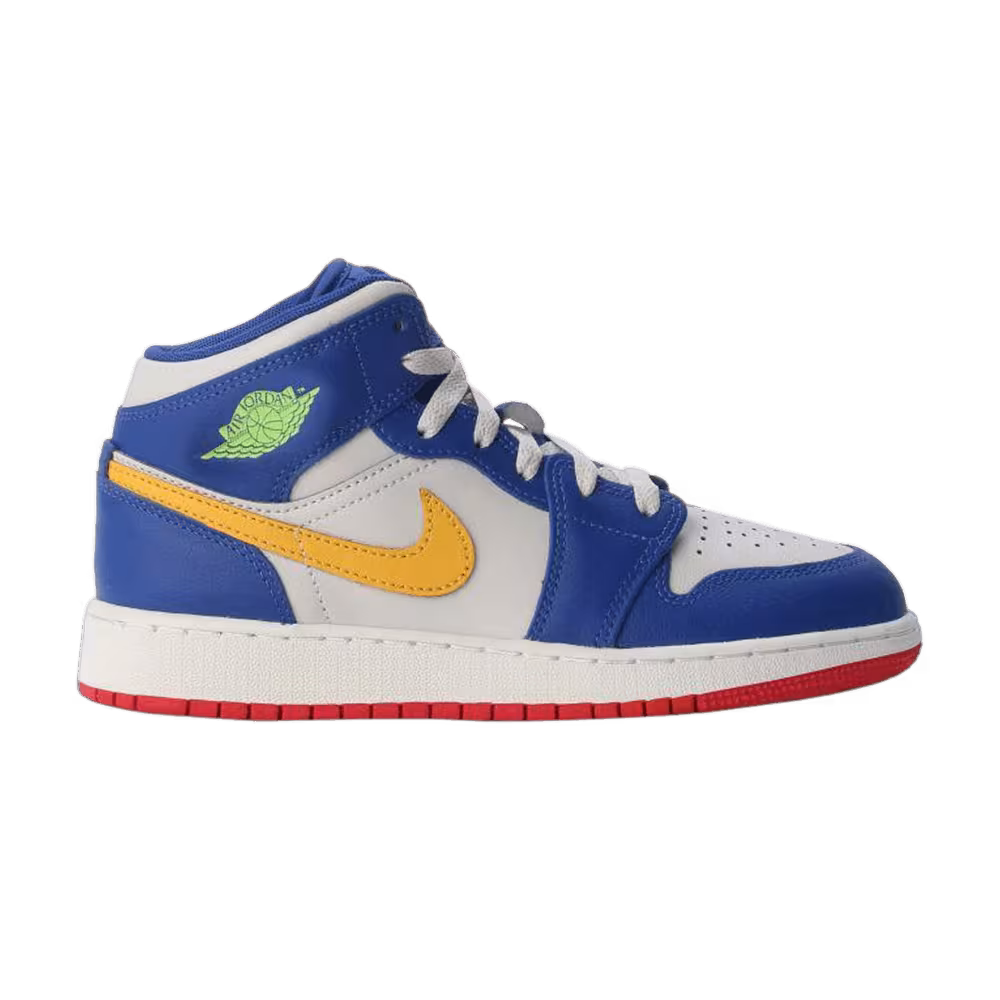 Air Jordan 1 Mid GS Racer Blue Red Gold