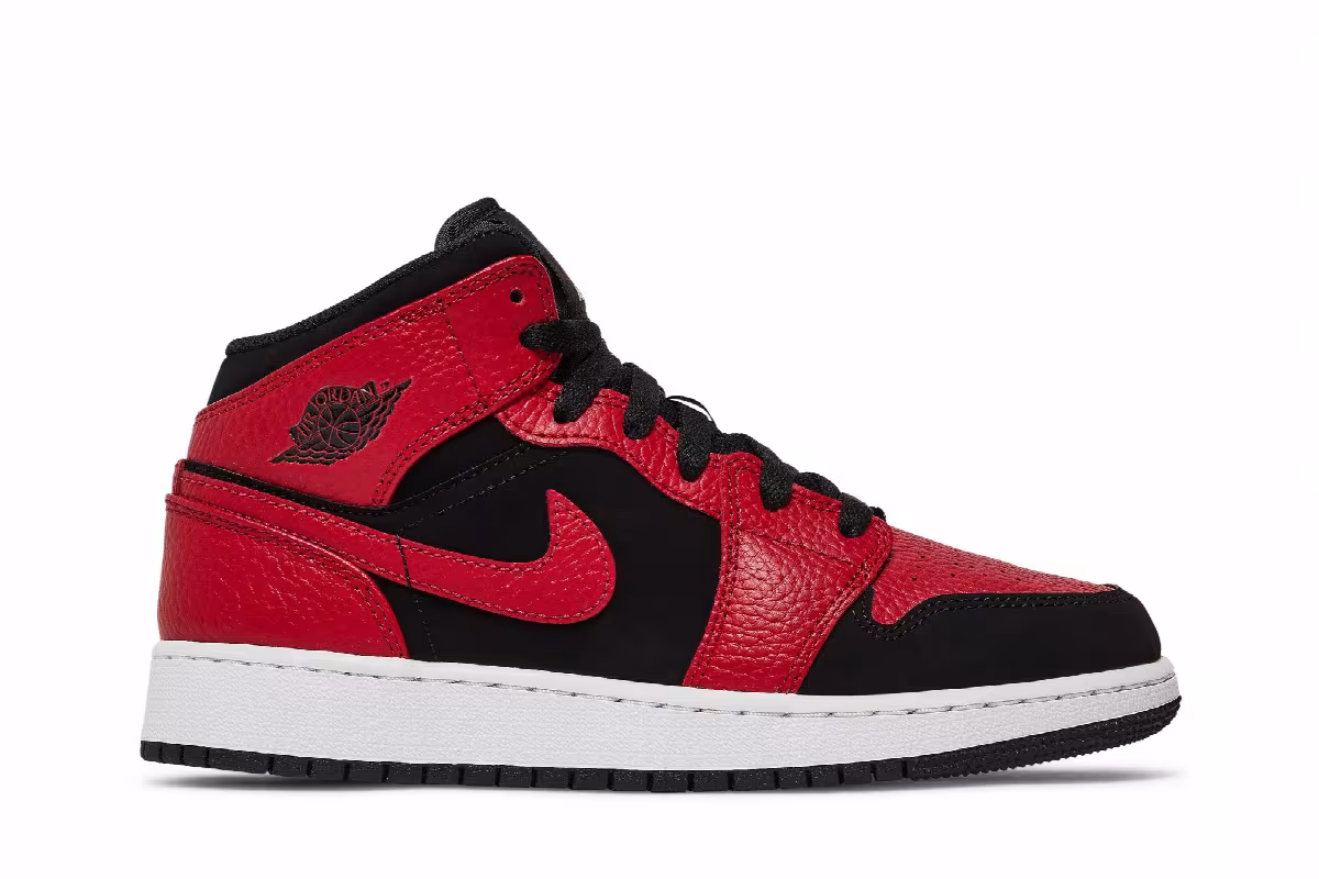 Air Jordan 1 Mid GS Black Gym Red, view 2