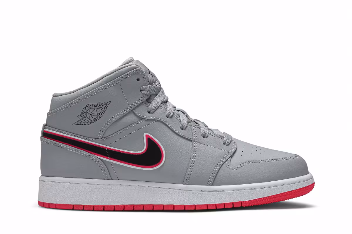 Air Jordan 1 Mid GS Wolf Grey Pink, view 2