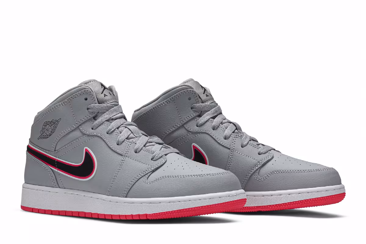 Air Jordan 1 Mid GS Wolf Grey Pink, view 9