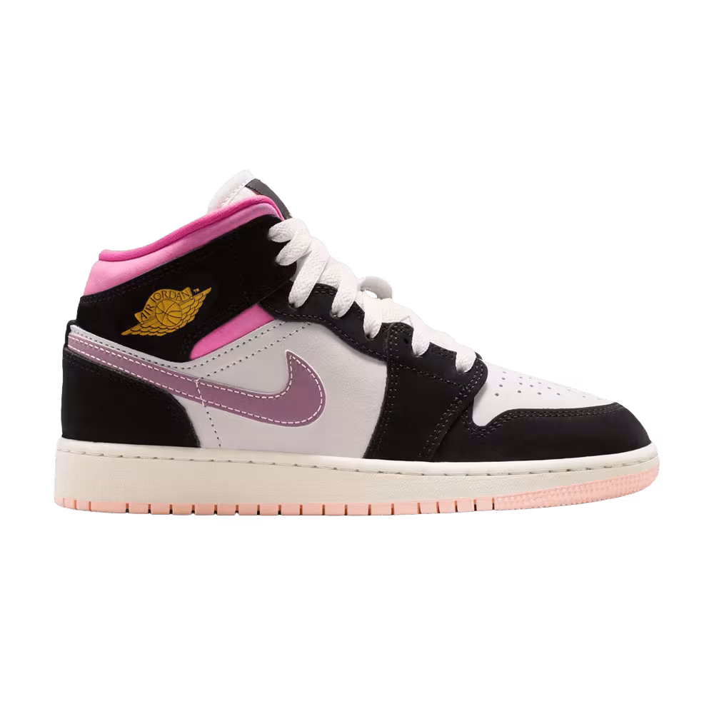 Air Jordan 1 Mid GS Black University Gold Pinksicle