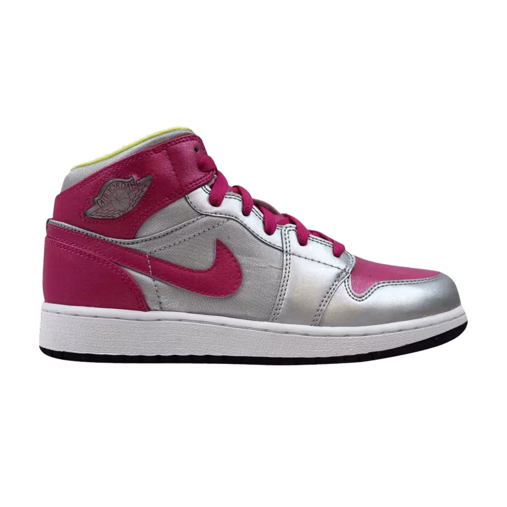 Air Jordan 1 Mid Metallic Silver Fusion Pink