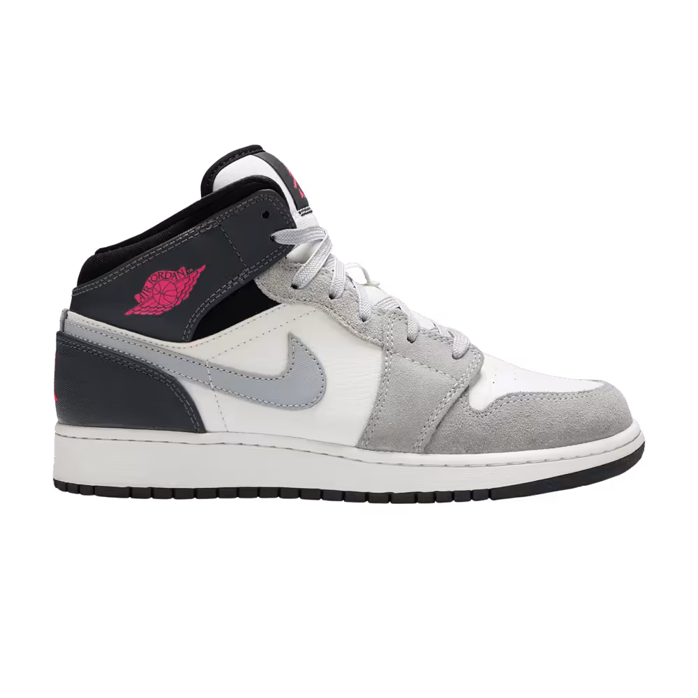 Air Jordan 1 Mid GS White Grey Hyper Pink