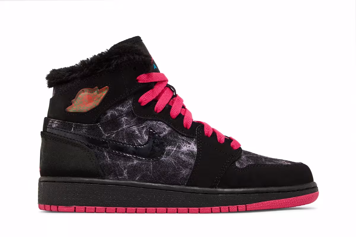 Air Jordan 1 High Prem GS Black Vivid Pink, view 2