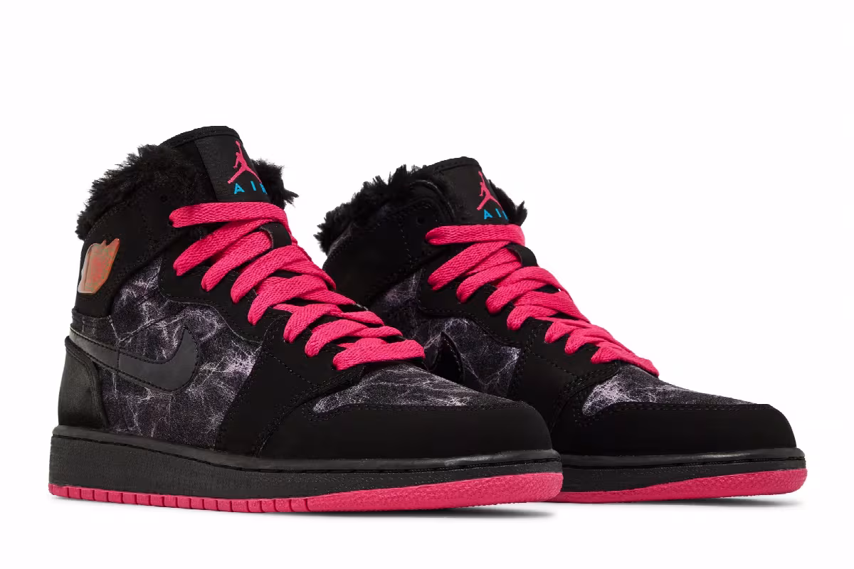 Air Jordan 1 High Prem GS Black Vivid Pink, view 9