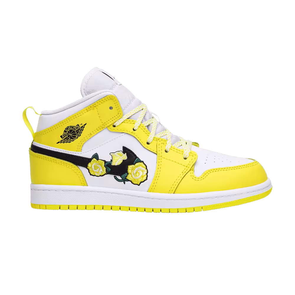 Air Jordan 1 Mid SE PS Rose Patch - Dynamic Yellow