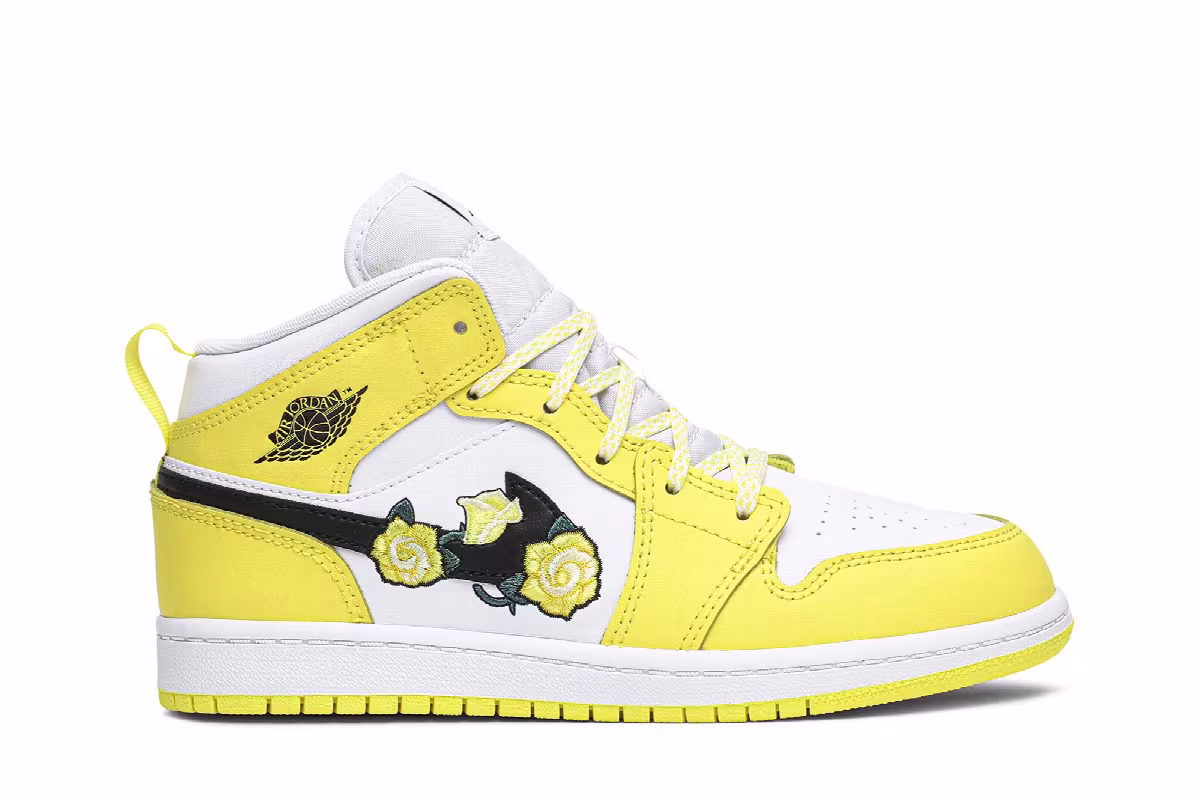 Air Jordan 1 Mid SE PS Rose Patch - Dynamic Yellow, view 2