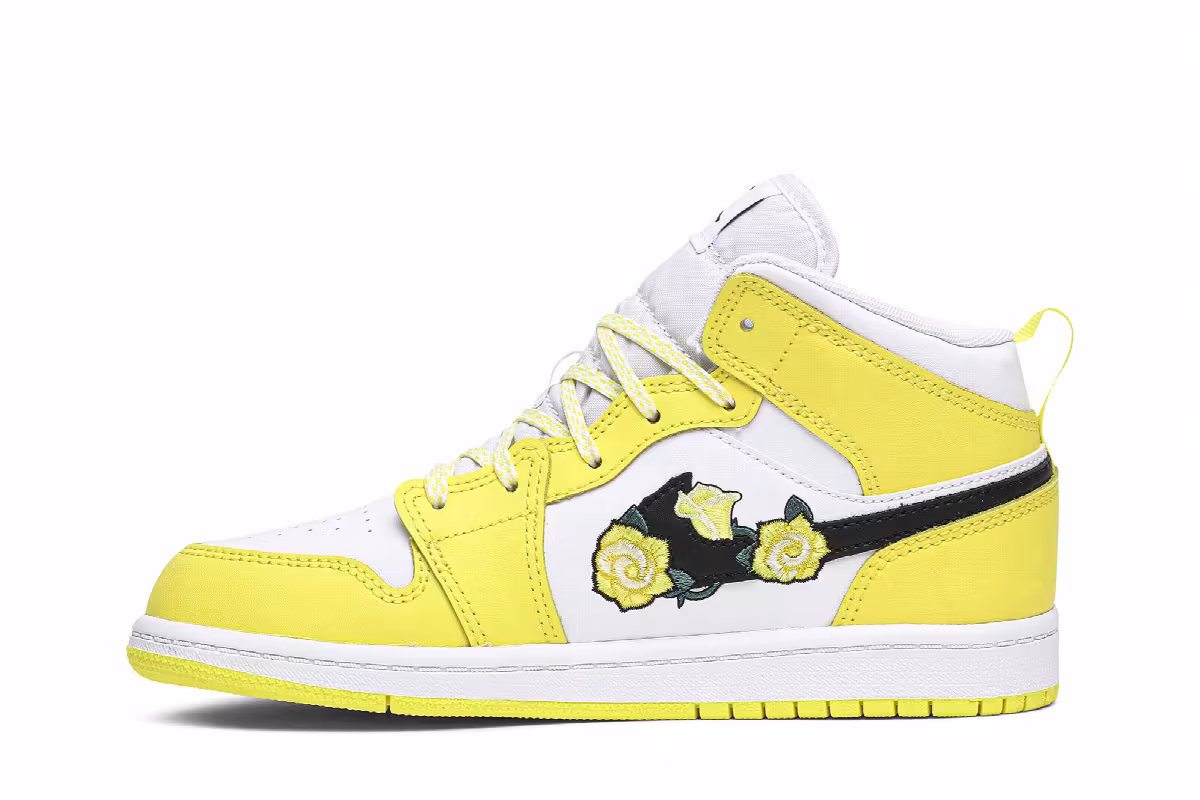Air Jordan 1 Mid SE PS Rose Patch - Dynamic Yellow, view 4