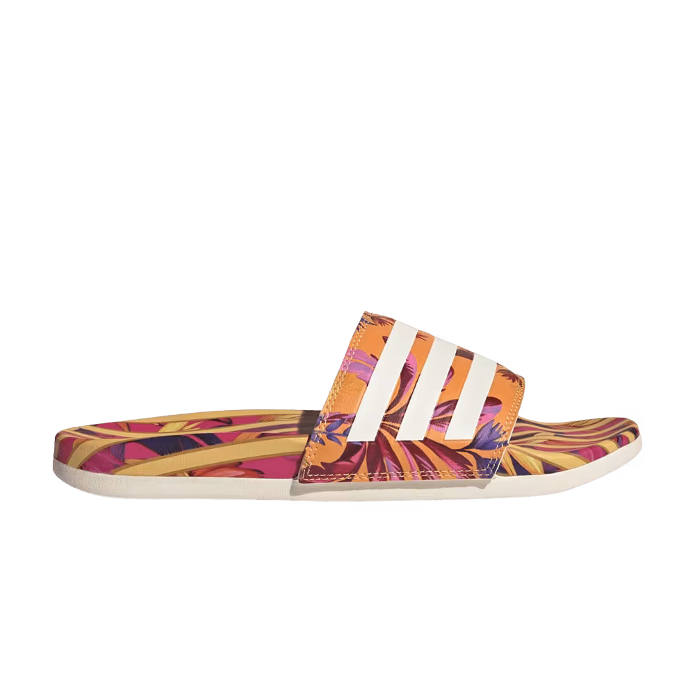 Adidas Women's Adilette Comfort Sandal Bright Orange Tropical Print