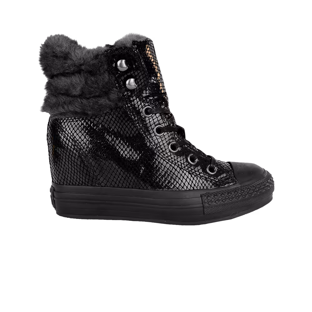 Converse Women's Chuck Taylor All Star Platform Plus High Black Snakeskin