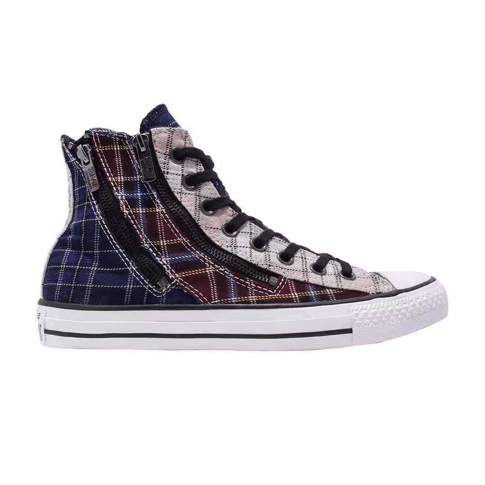 Converse Women's Chuck Taylor All Star Double Zip Hi Blue Plaid