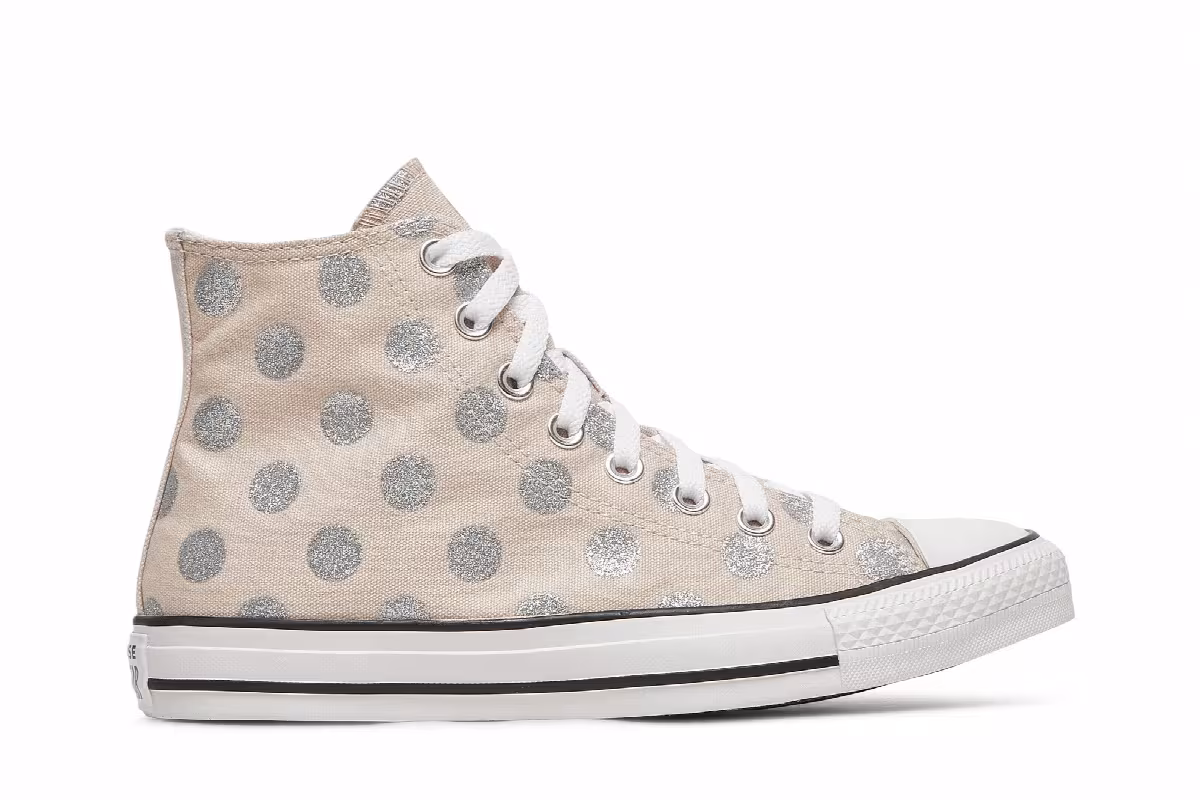 Converse Women's Chuck Taylor All Star High Glitter Polka Dots, view 2