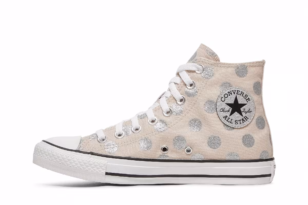 Converse Women's Chuck Taylor All Star High Glitter Polka Dots, view 4