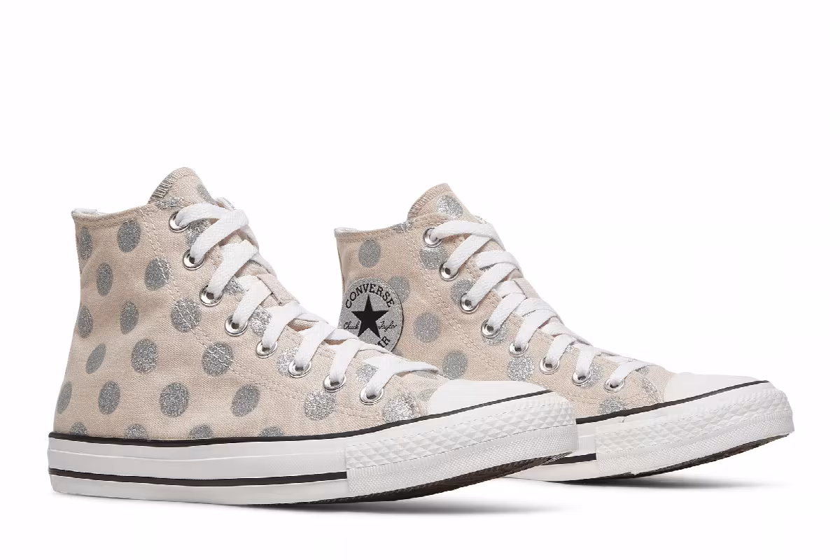 Converse Women's Chuck Taylor All Star High Glitter Polka Dots, view 9