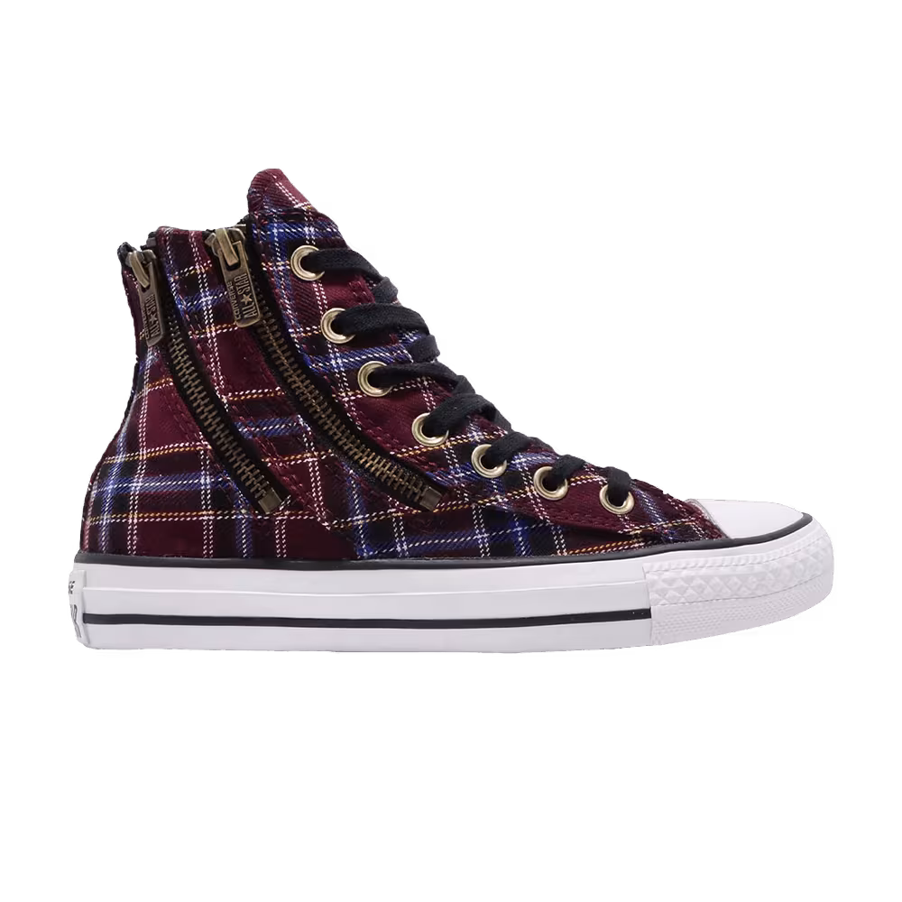 Converse Women's Chuck Taylor All Star Double Zip Hi Red Plaid